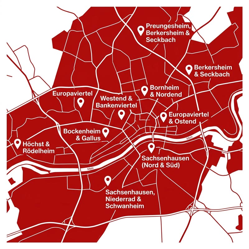 HELM Sicherheitstechnik Frankfurt am Main – Servicegebiet mit allen Stadtteilen: Sachsenhausen, Westend, Nordend, Bornheim und mehr